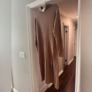 NWT Abercrombie Cozy Brown Ribbed Sweater Dress